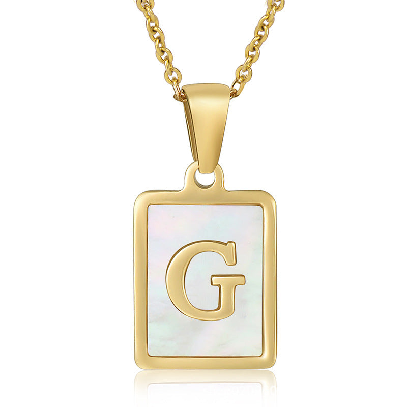 Wholesale Titanium Steel Shell Alphabet 18K Gold Necklace